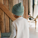 Acorn Berlin Merino Beanie Green and Blue Stripe