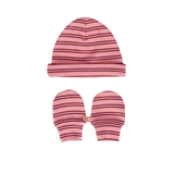 Acorn Henley Beanie and Mittens Set Pink