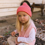 Acorn Berlin Merino Beanie Pink and Red Stripe