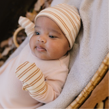 Acorn Henley Beanie and Mittens Set Cream