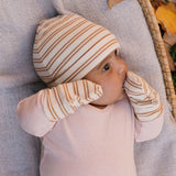 Acorn Henley Beanie and Mittens Set Cream