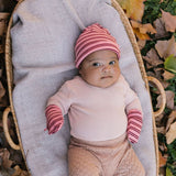 Acorn Henley Beanie and Mittens Set Pink