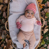 Acorn Henley Beanie and Mittens Set Pink