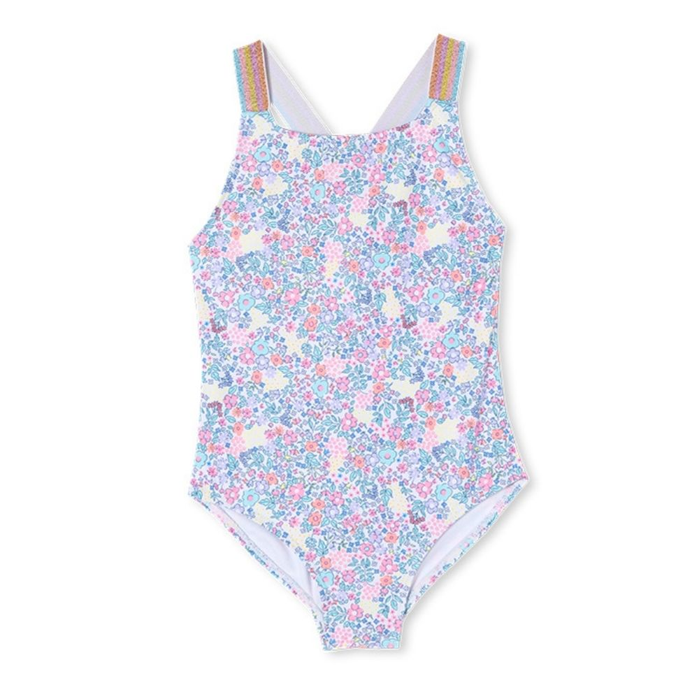 Milky Neon Floral Frill Swimsuit
