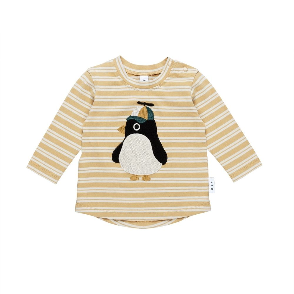 Huxbaby Cool Penguin Stripe Long Sleeve Tee