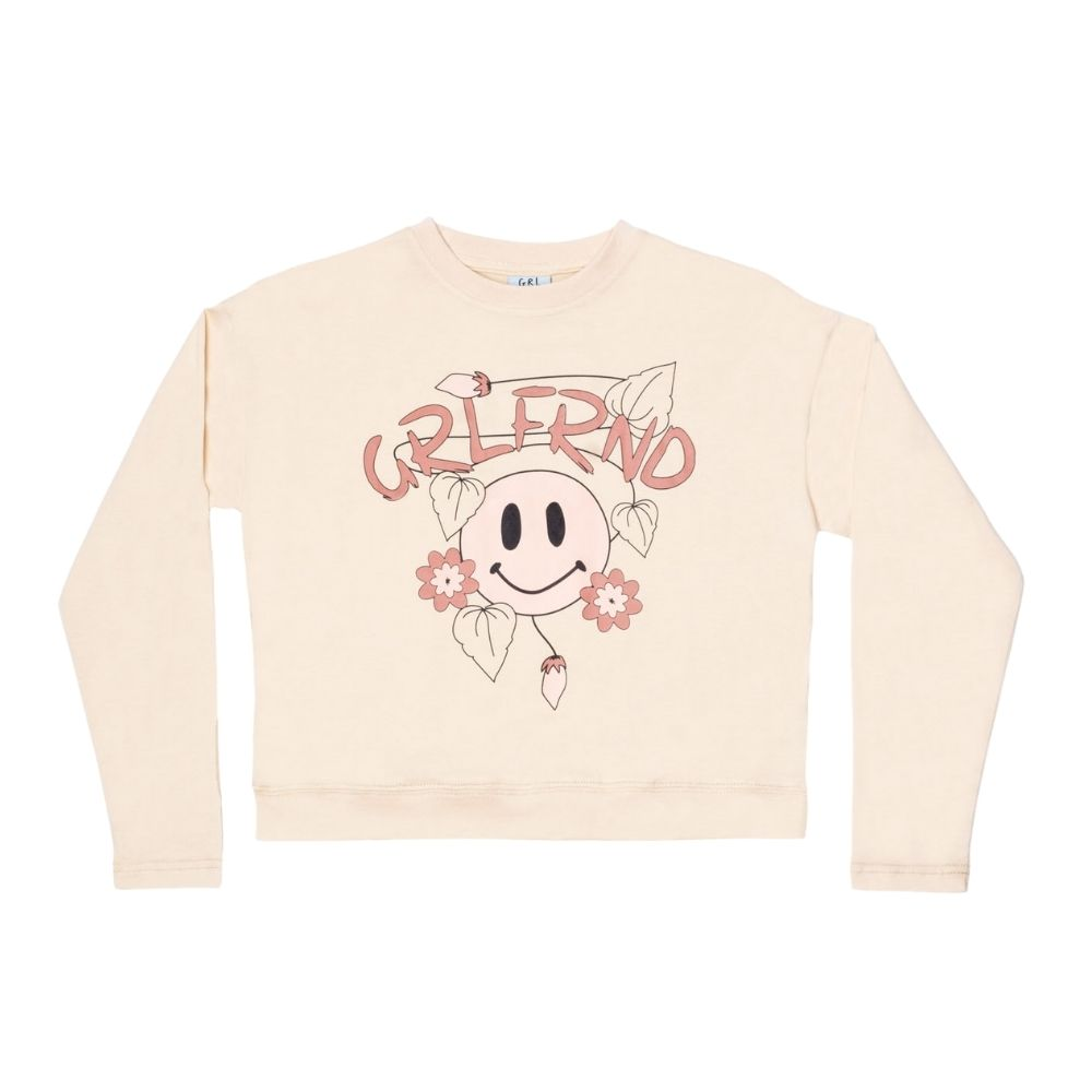 The Girl Club GRLFRND Smiles Crop LS Tee