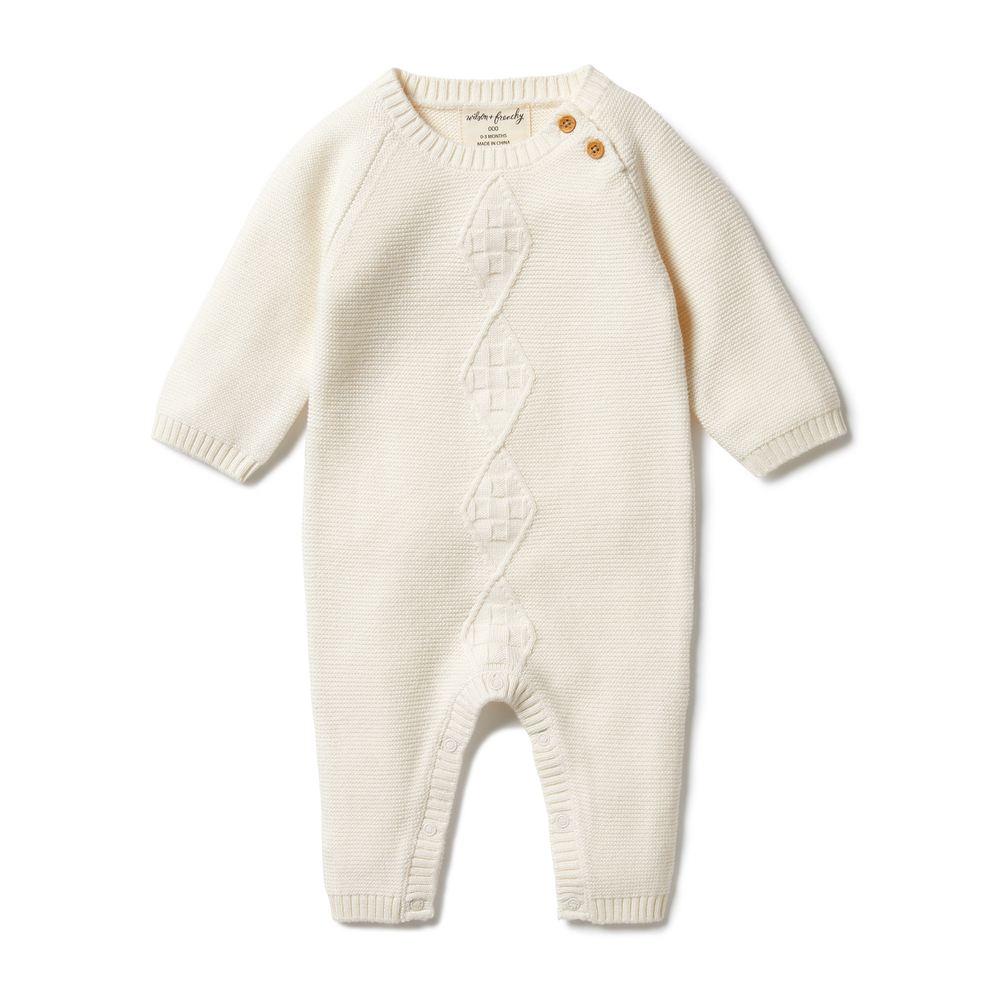 Wilson + Frenchy Knitted Mini Cable Growsuit