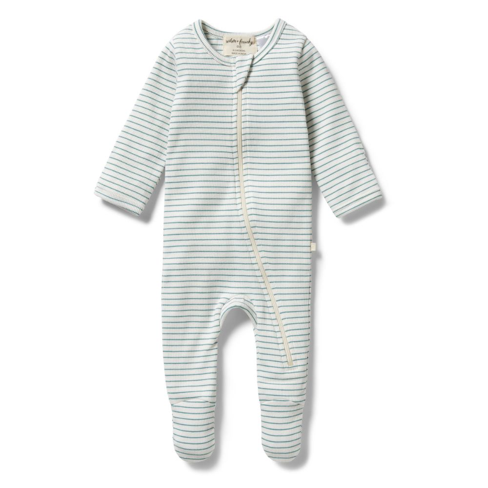 Wilson + Frenchy Organic Stripe Rib Zipsuit - Baby Girls Clothing ...