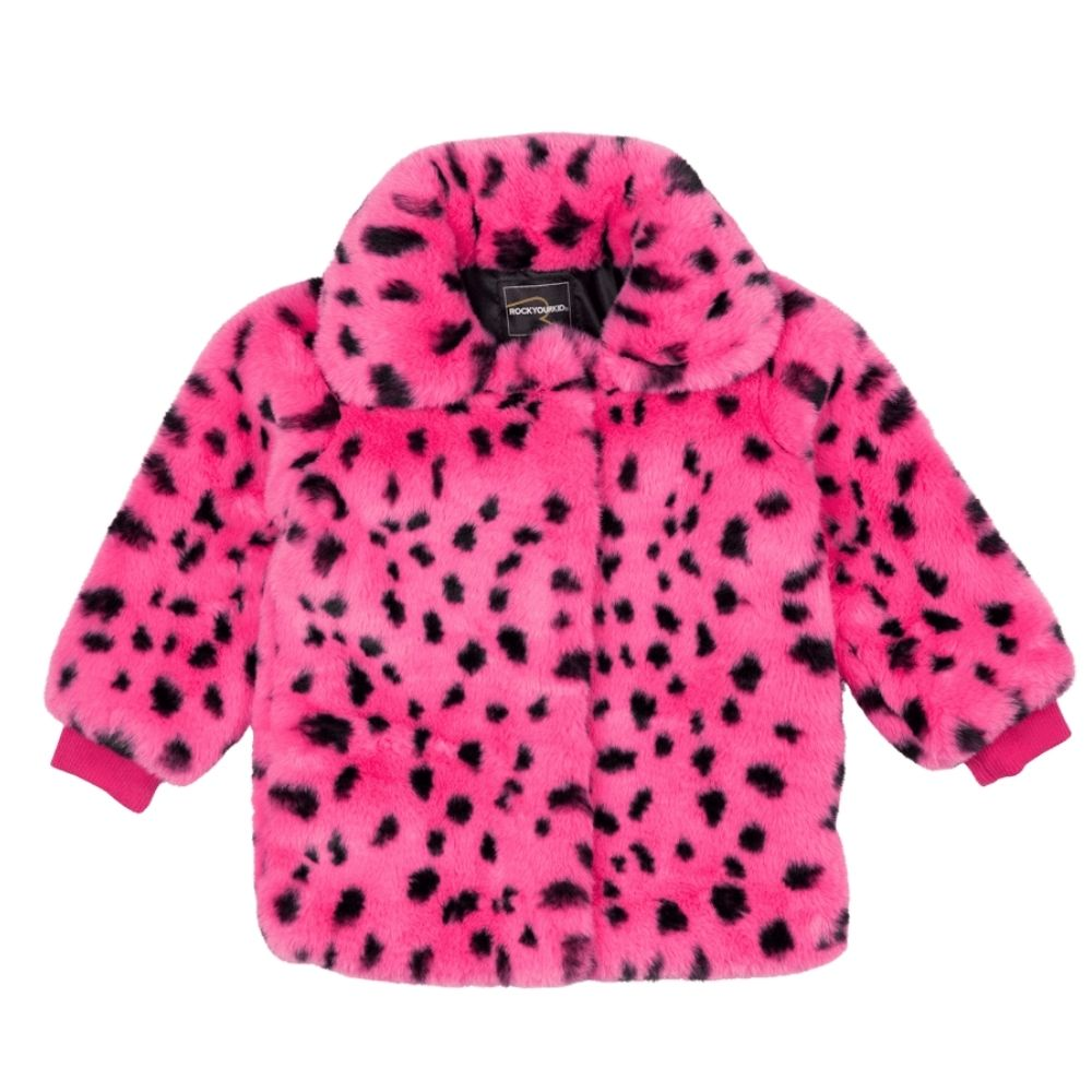 Rock Your Kid Pink Dalmatian Faux Fur Jacket