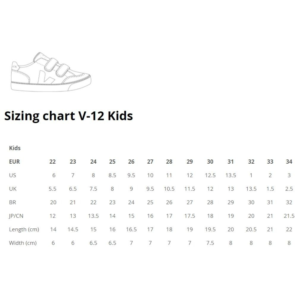 Veja shoes size chart sale