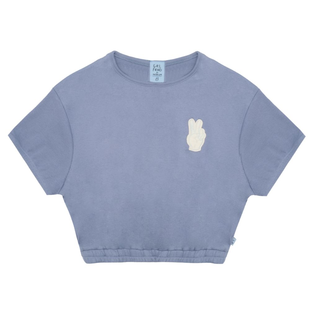 The Girl Club Blue Rib Elastic Waist Top