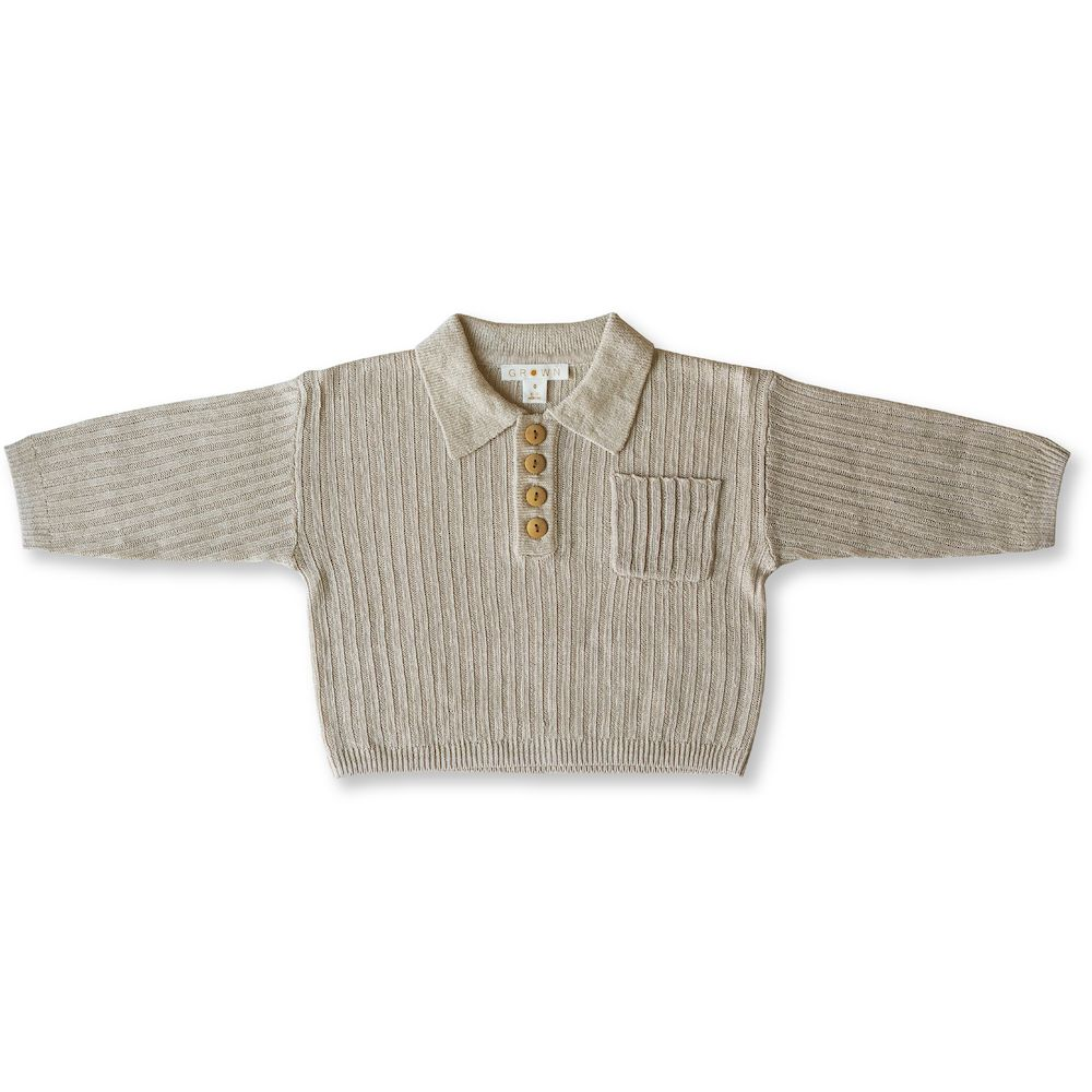 Grown Linen Rib Button Up Jumper