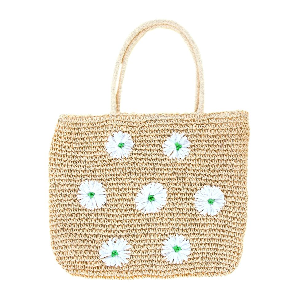 Acorn Daisy Straw Tote Bag