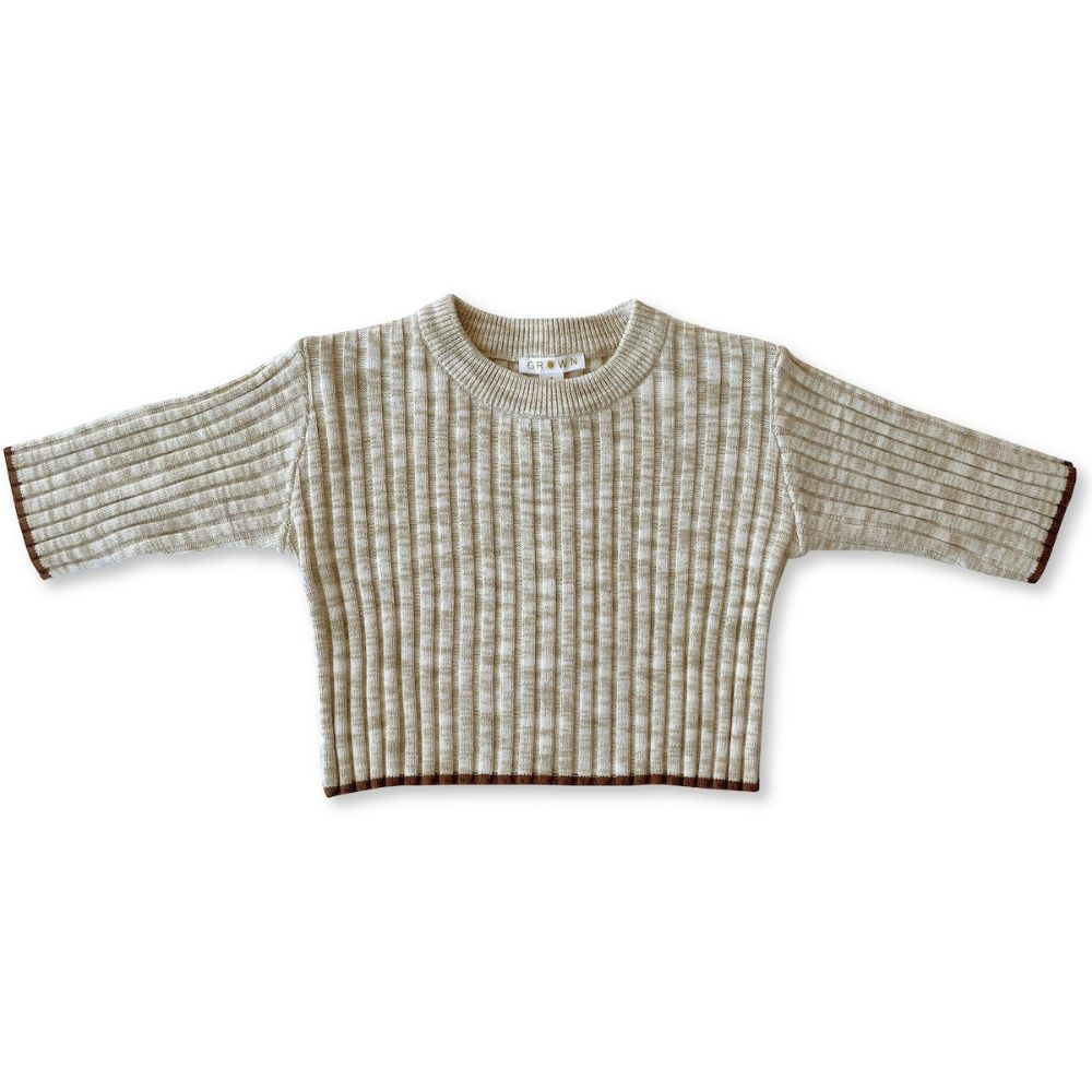 Grown Ribbed Drop Shoulder Pull Over