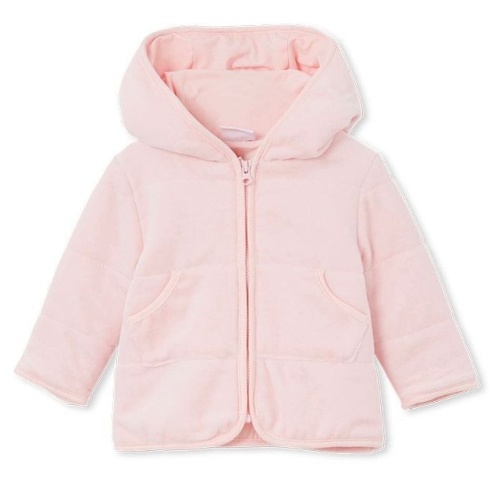 Milky Pastel Velour Hooded Jacket