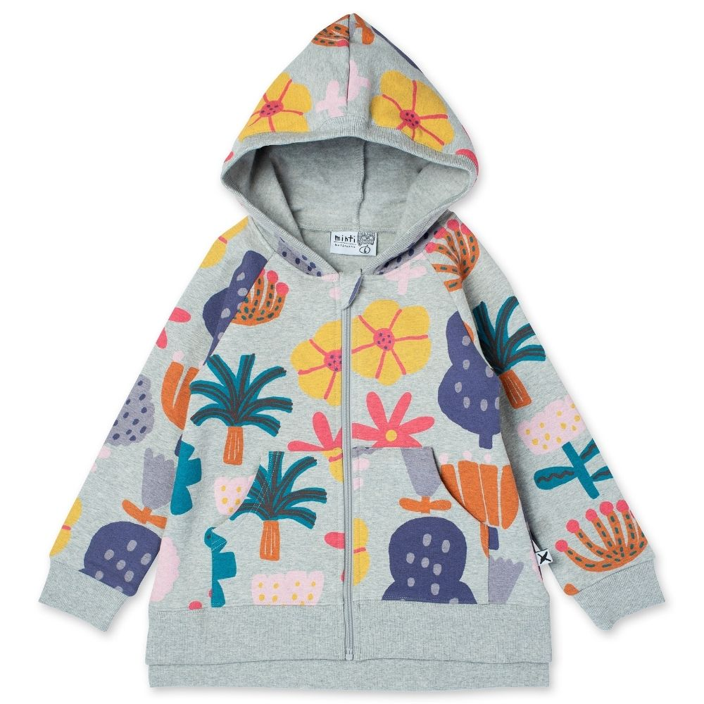 Minti Floral Garden Zip Up Furry Hoodie