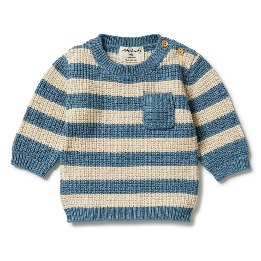 Wilson + Frenchy Knitted Stripe Pocket Jumper