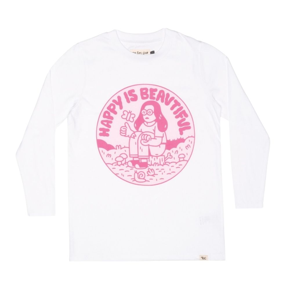 The Girl Club Happy is Beautiful Long Sleeve Tee