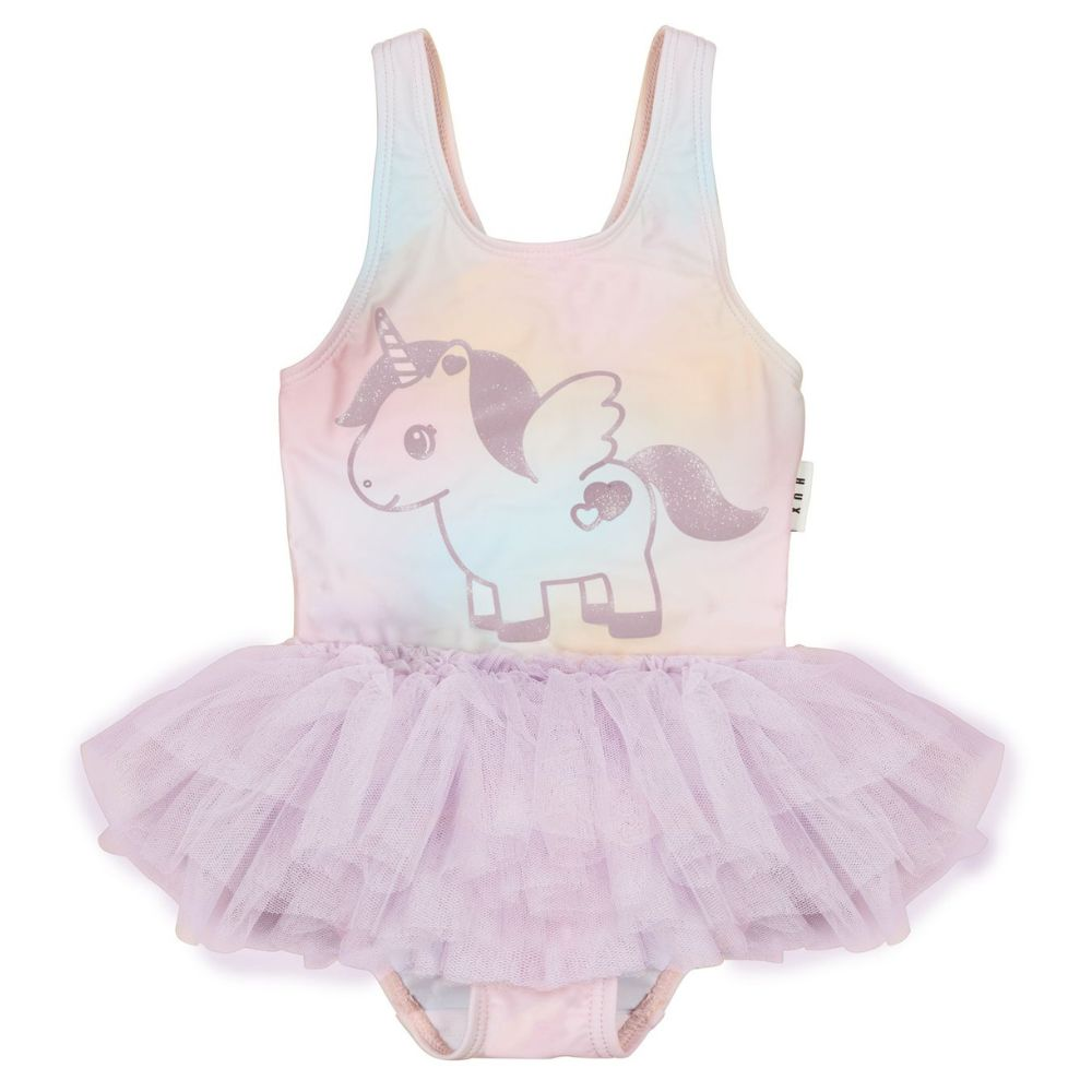 Huxbaby Rainbow Swirl Glittercorn Ballet Swimsuit