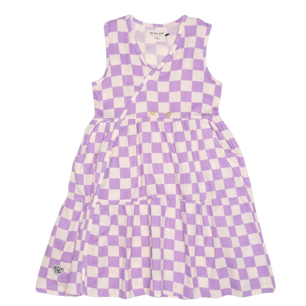 The Girl Club Checker Cross Over Dress
