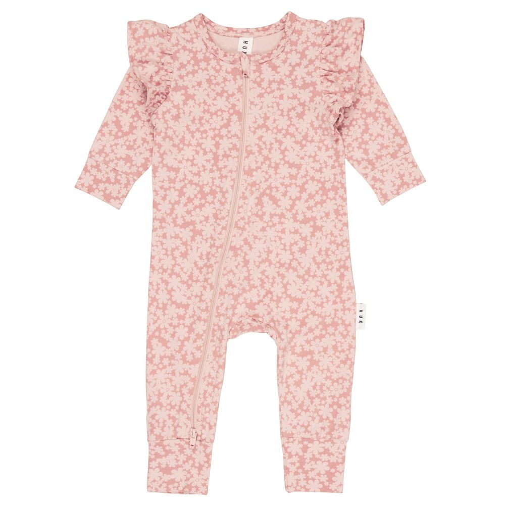 Huxbaby Smile Floral Zip Romper