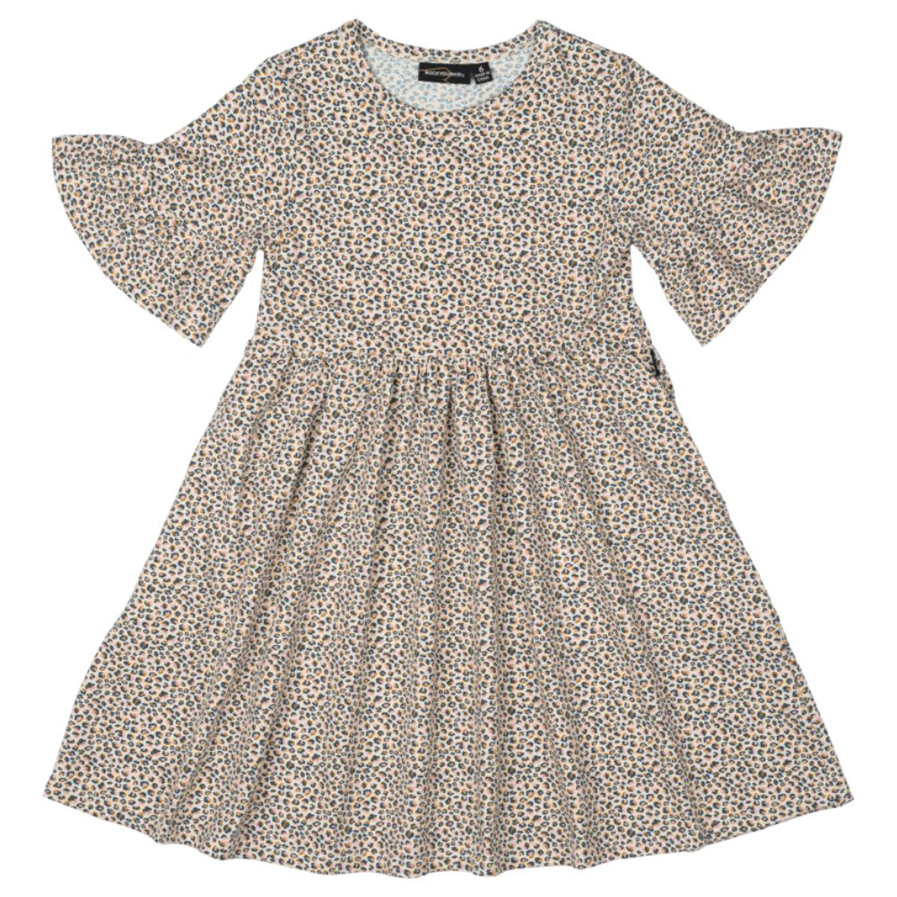 Rock Your Kid Leopard Frill Sleeve Dress