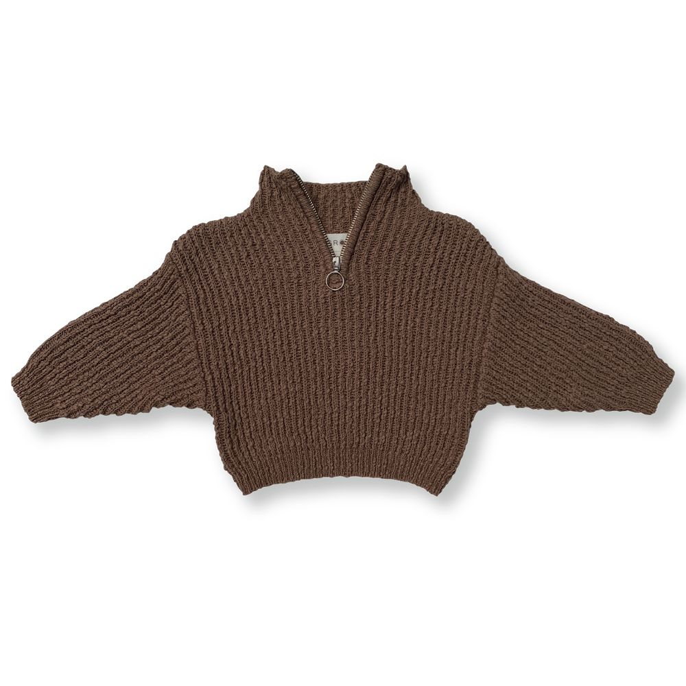 Grown Slub Yarn Zip Pullover