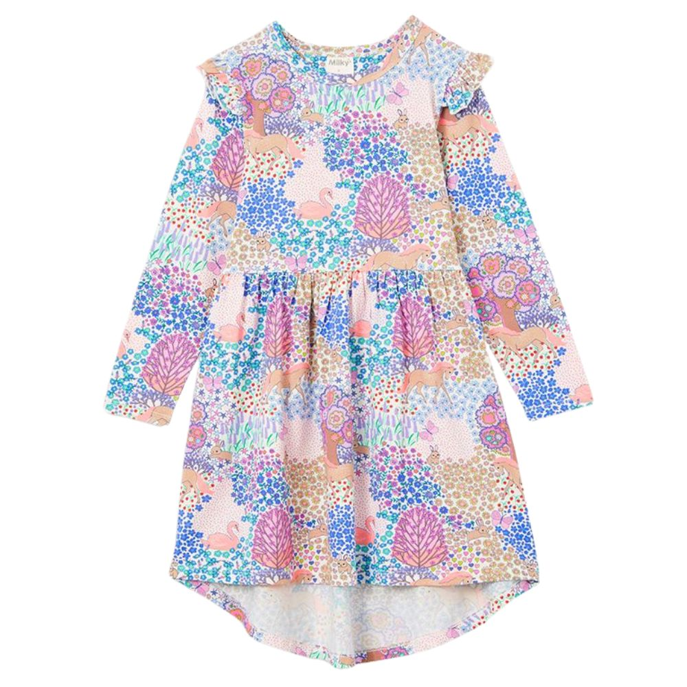 Milky Patchwork Hi Lo Dress