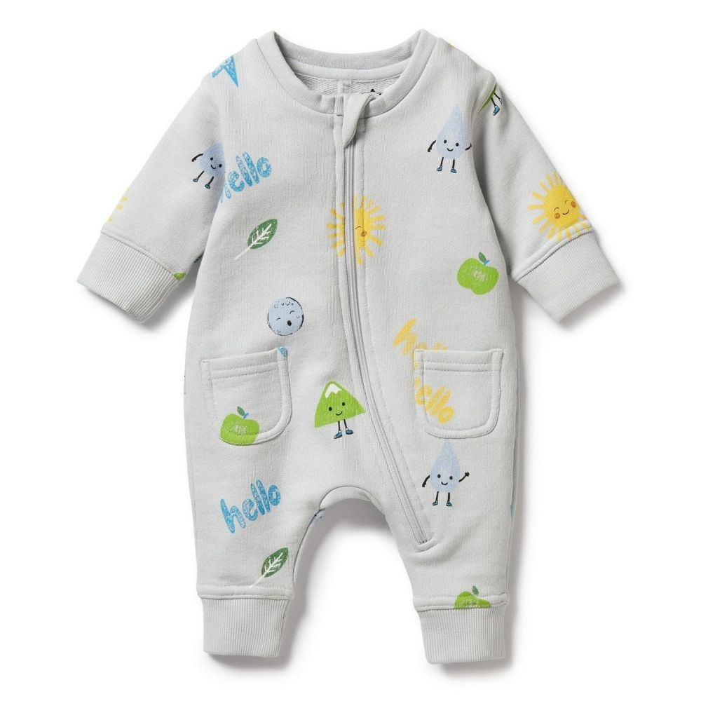 Wilson + Frenchy Bluebell Organic Terry Growsuit