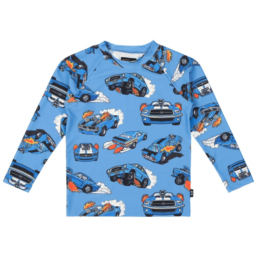 Rock Your Kid Blue Cars Rashie