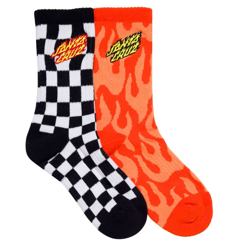 Santa Cruz Flaming Stack Crew Socks - 2pk