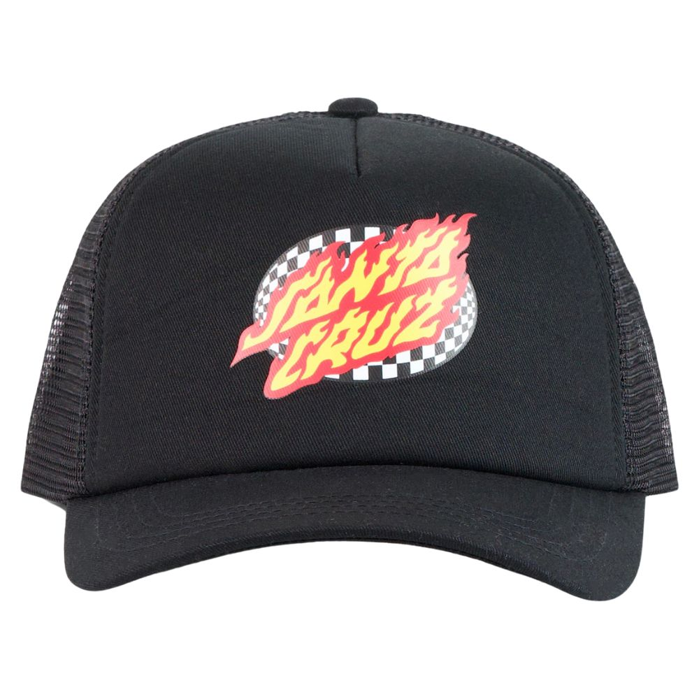 Santa Cruz Oval Check Flame Dot Trucker Cap