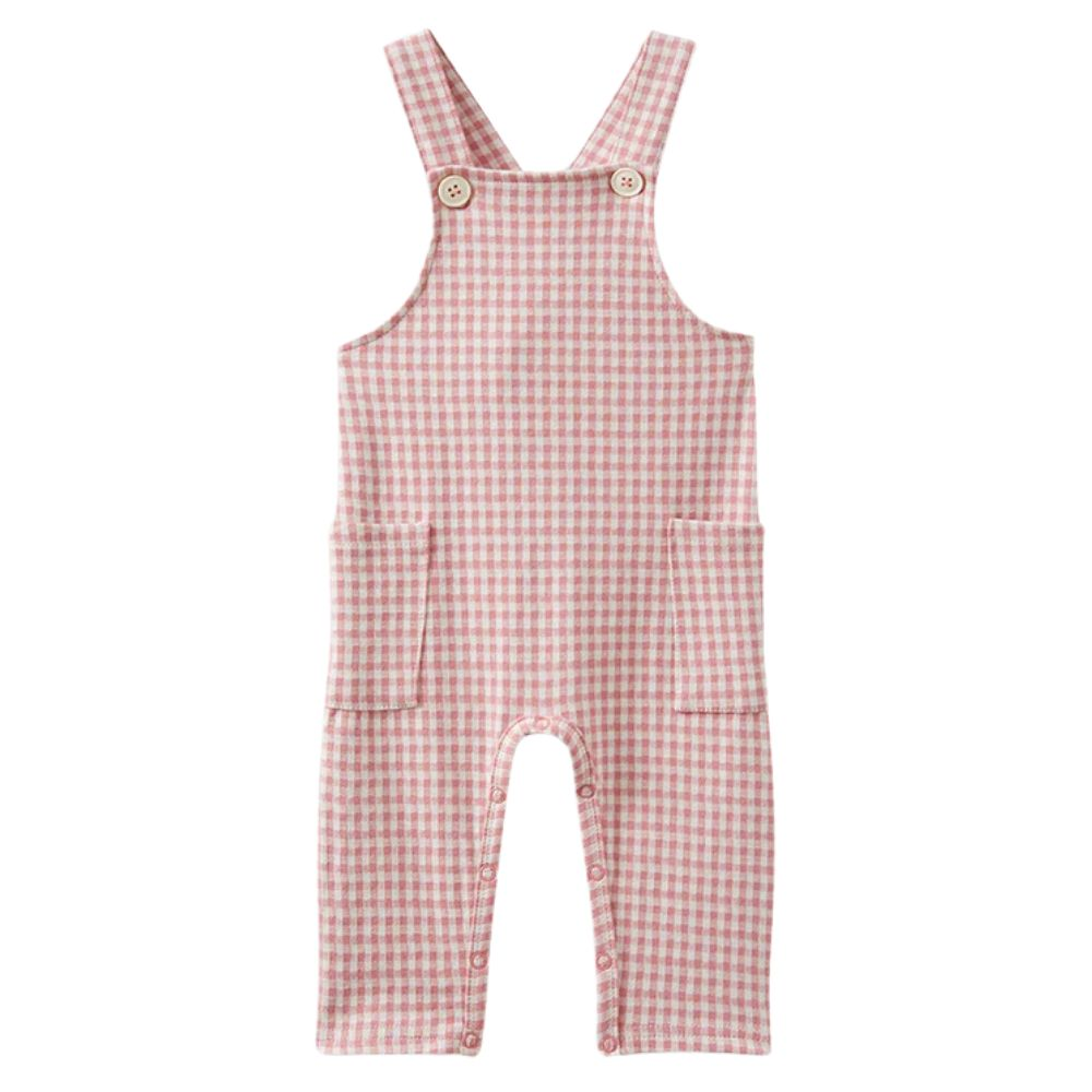 Milky Rose Check Overalls