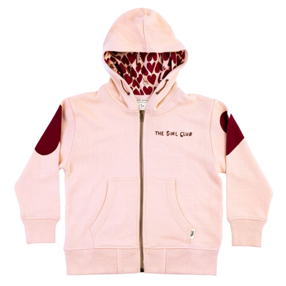 The Girl Club Pink Hearts Zip Hood