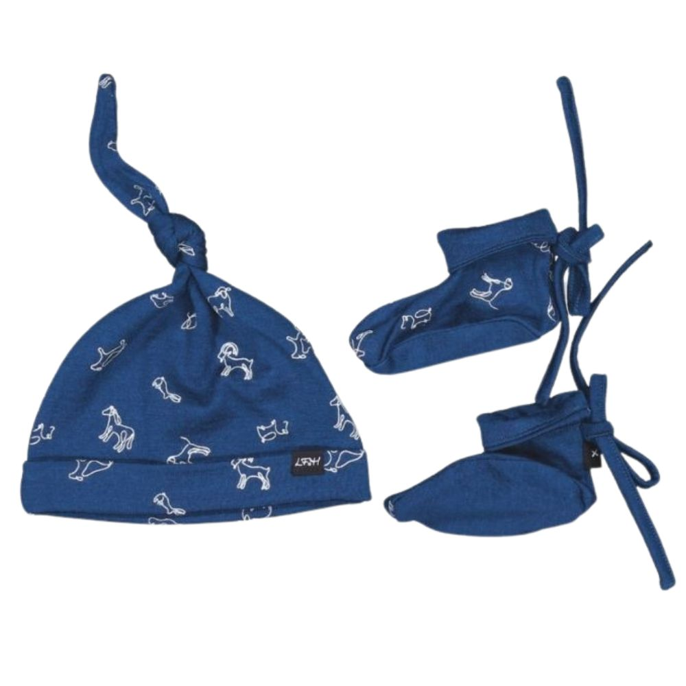 Little Flock Of Horrors Knotted Beanie & Bootie Set