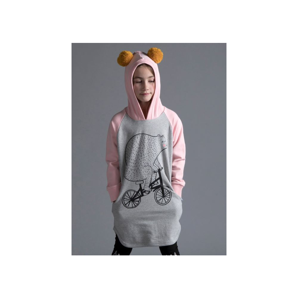 Minti Bear On A Bike Furry Hoodie Dress