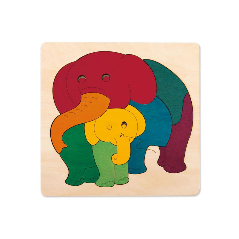 Hape Rainbow Elephant + Baby Puzzle