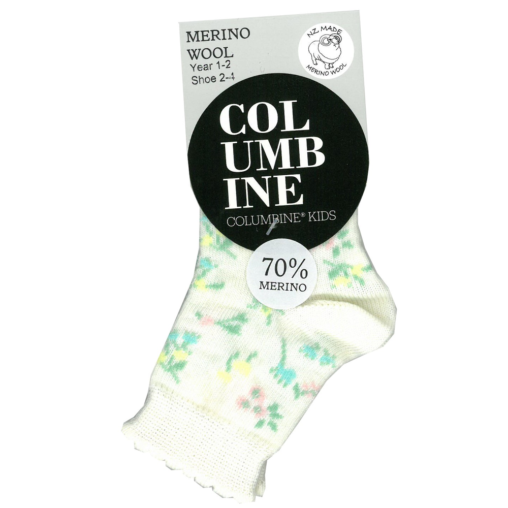 Columbine Merino Floral Crew Sock