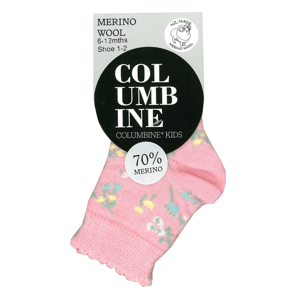 Columbine Merino Floral Crew Sock