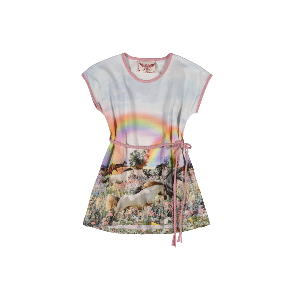 Paper Wings Tee Dress with Plaited Belt