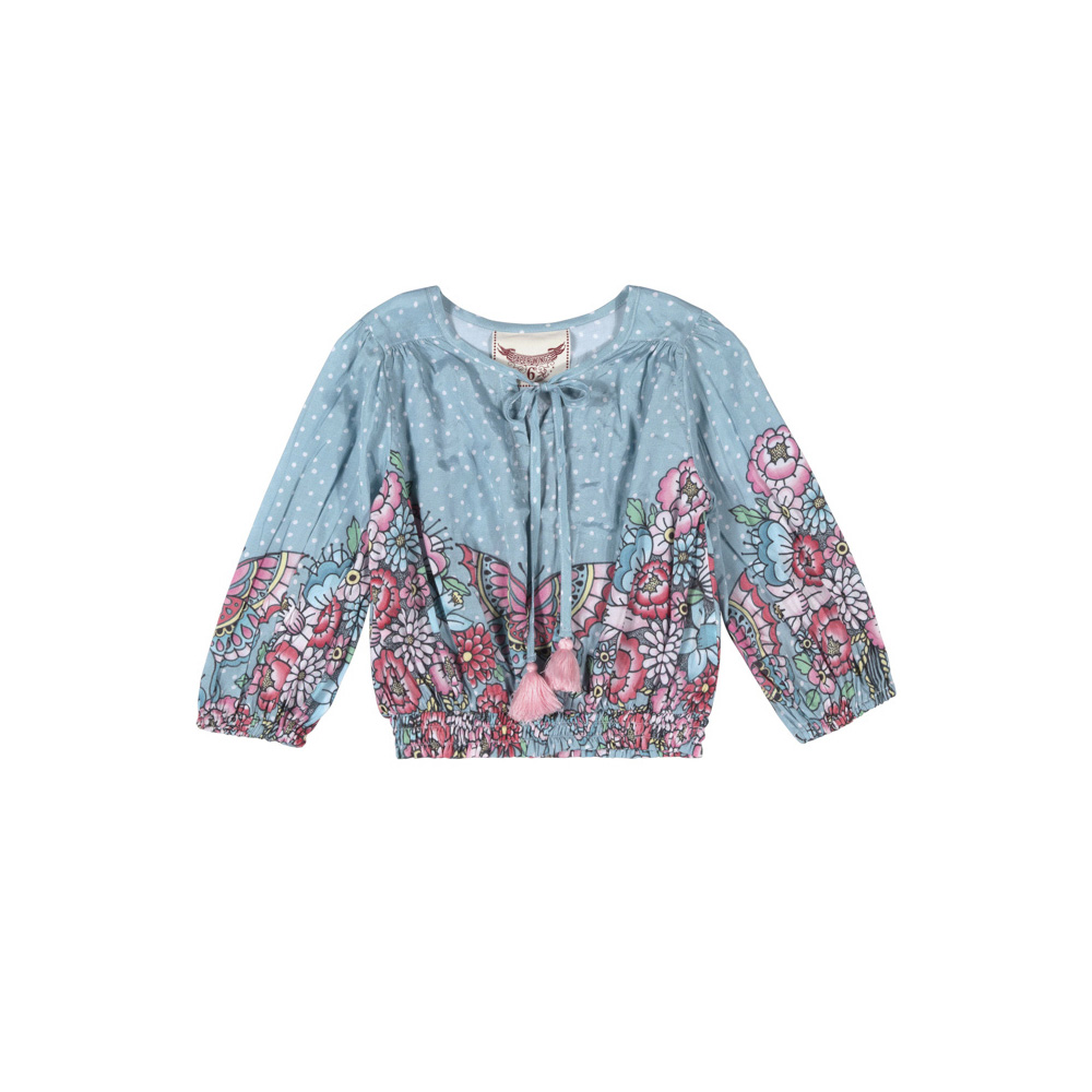 Paper Wings Shirred Peasant Top