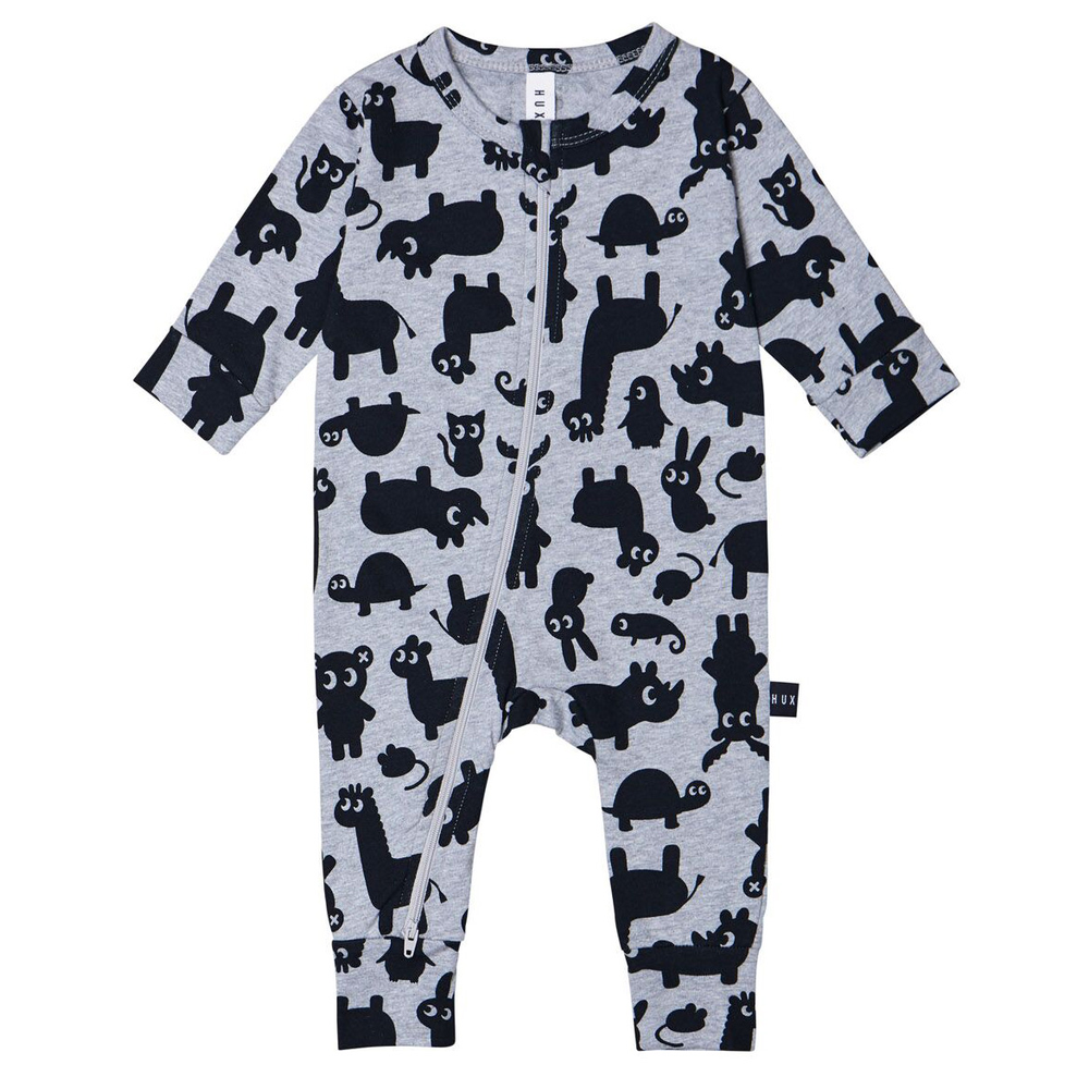 Huxbaby Shadow Animal Zip Romper