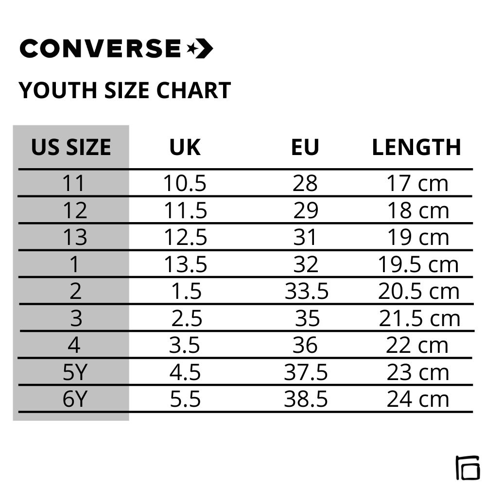 converse kids shoe size