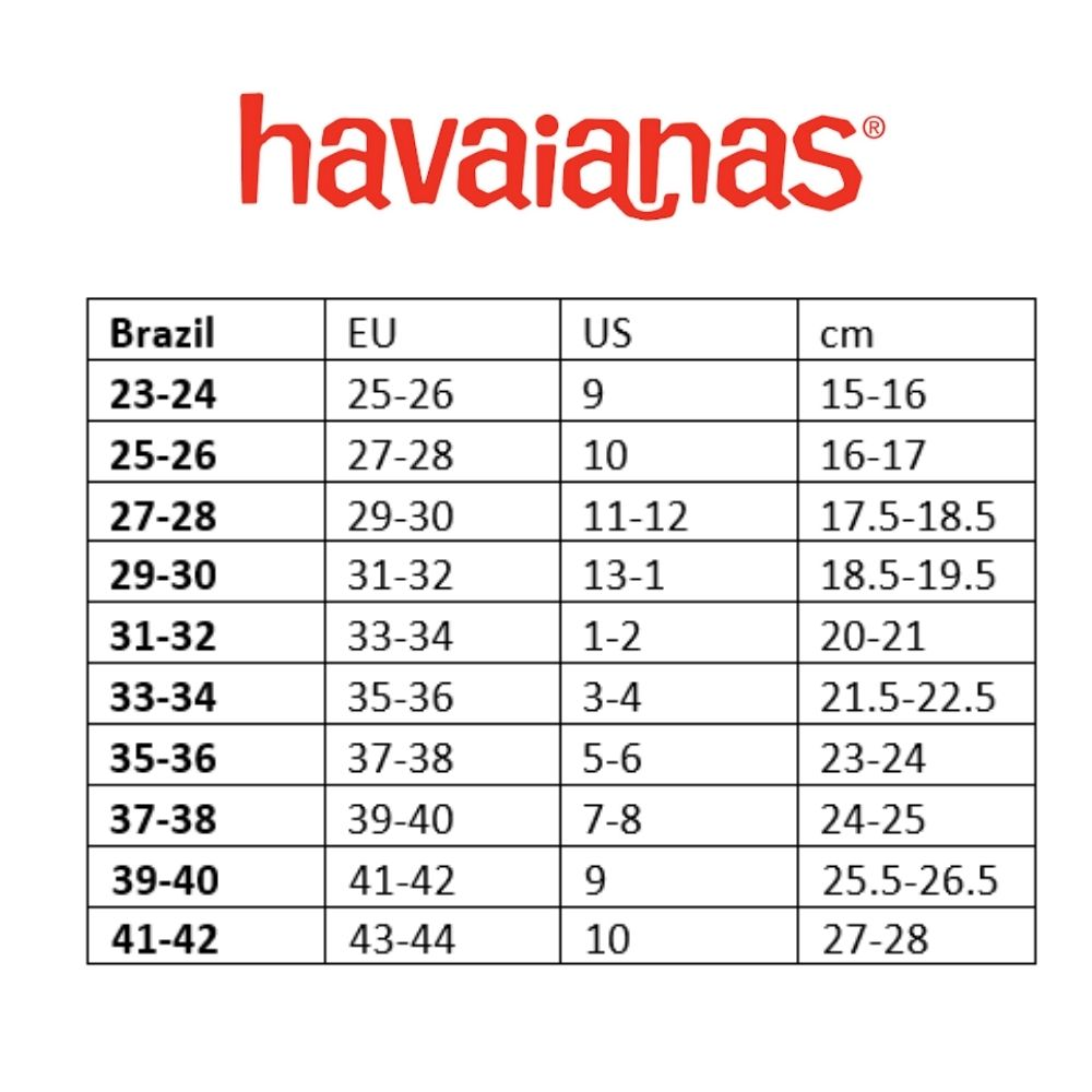 havaianas size chart for toddlers