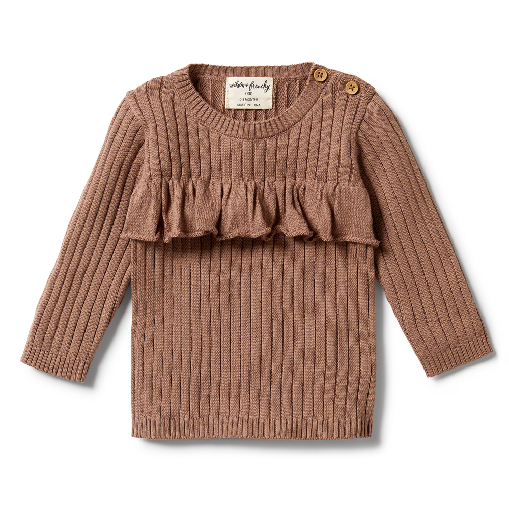Wilson + Frenchy Knitted Rib Ruffle Top