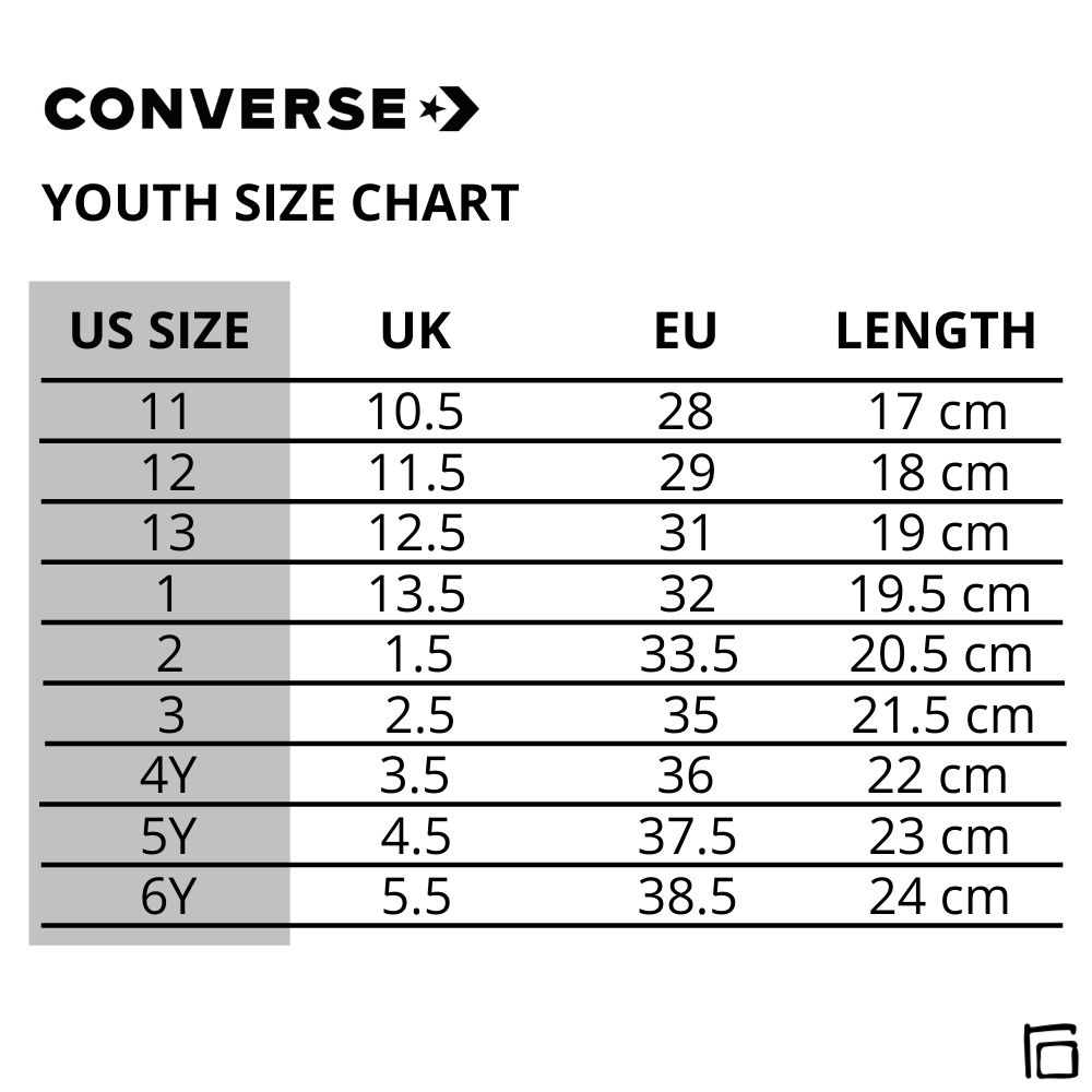 Converse Shoe Chart Toddler